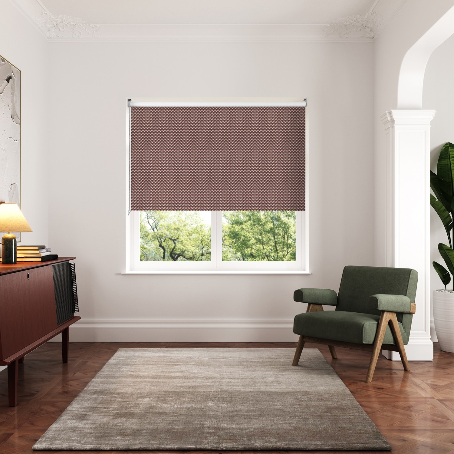 ted baker palm geo crimson blackout roller blind