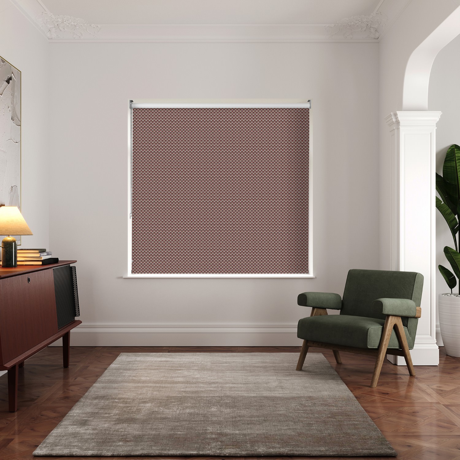 ted baker palm geo crimson blackout roller blind
