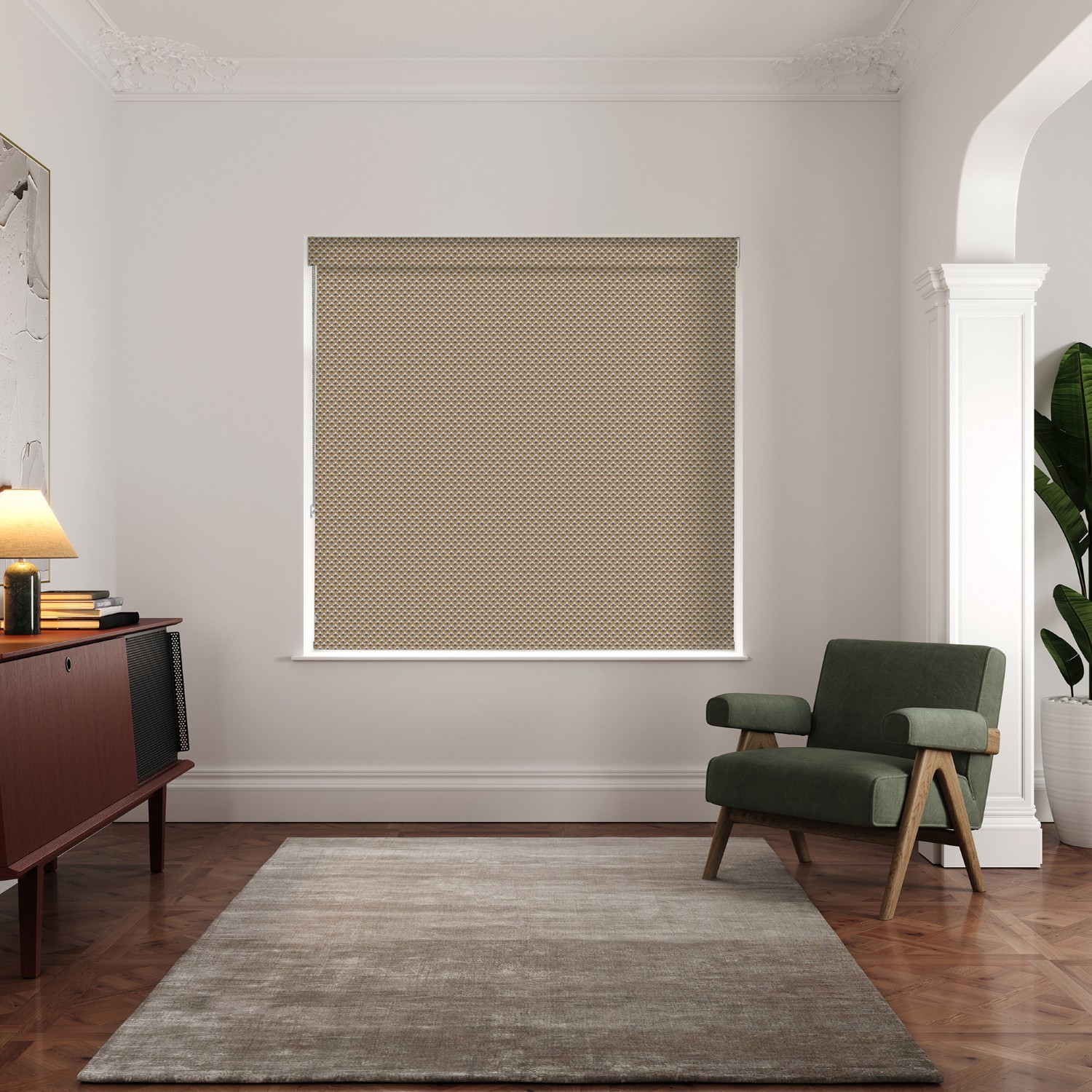 ted baker palm geo gold dimout roller blind
