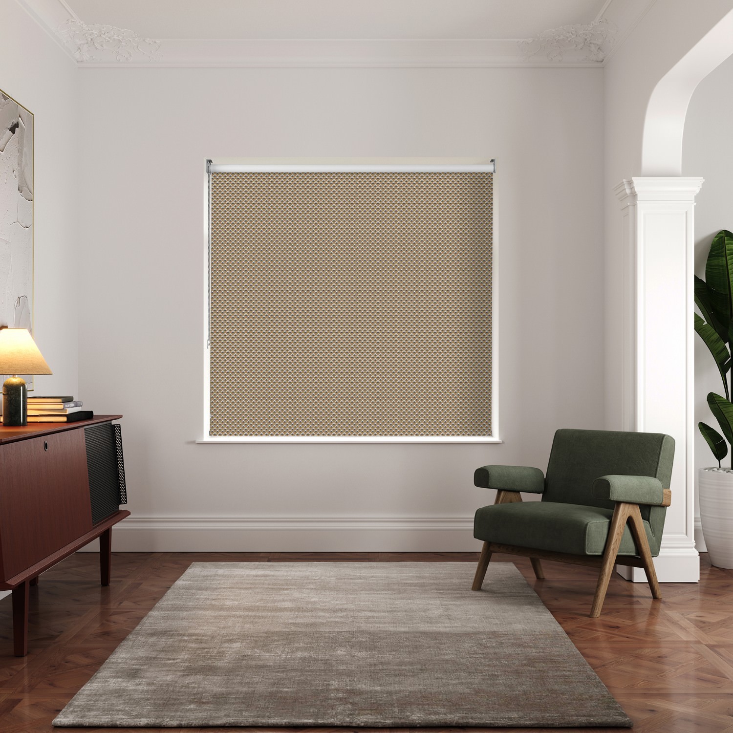 ted baker palm geo gold dimout roller blind