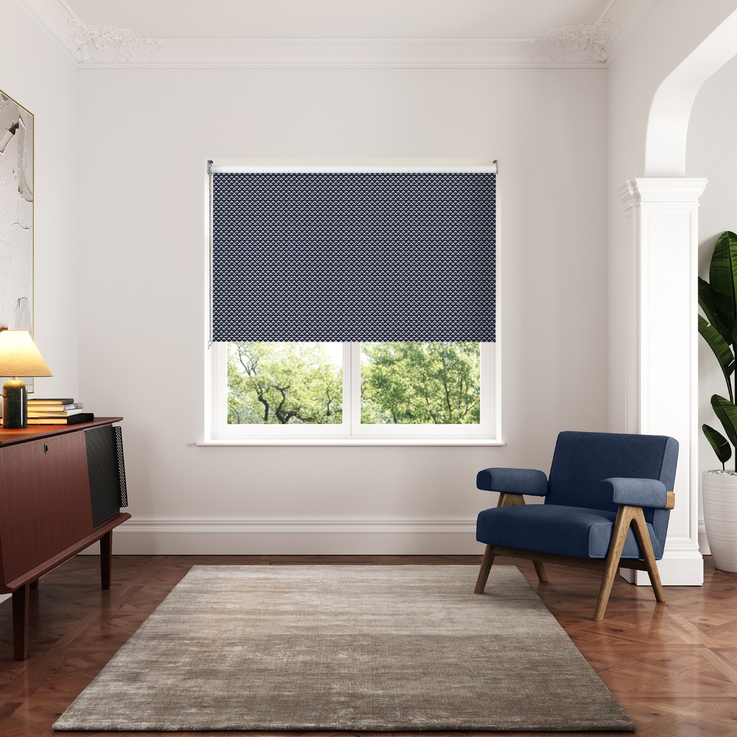 ted baker palm geo navy blackout roller blind