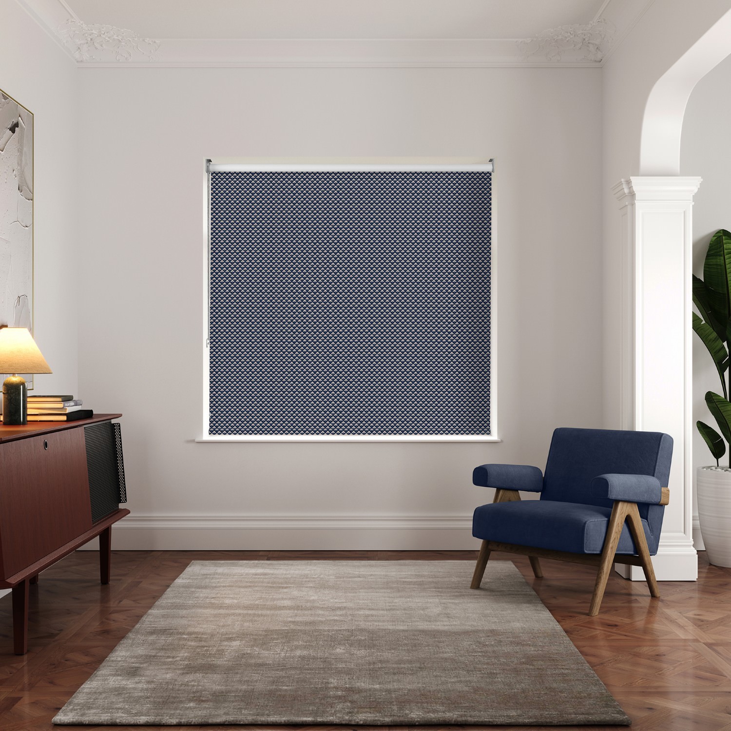ted baker palm geo navy blackout roller blind