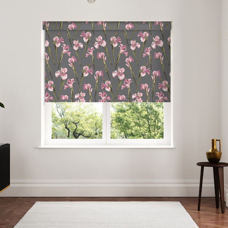 Ted Baker Wild Iris Pink Charcoal Dimout Roller Blind