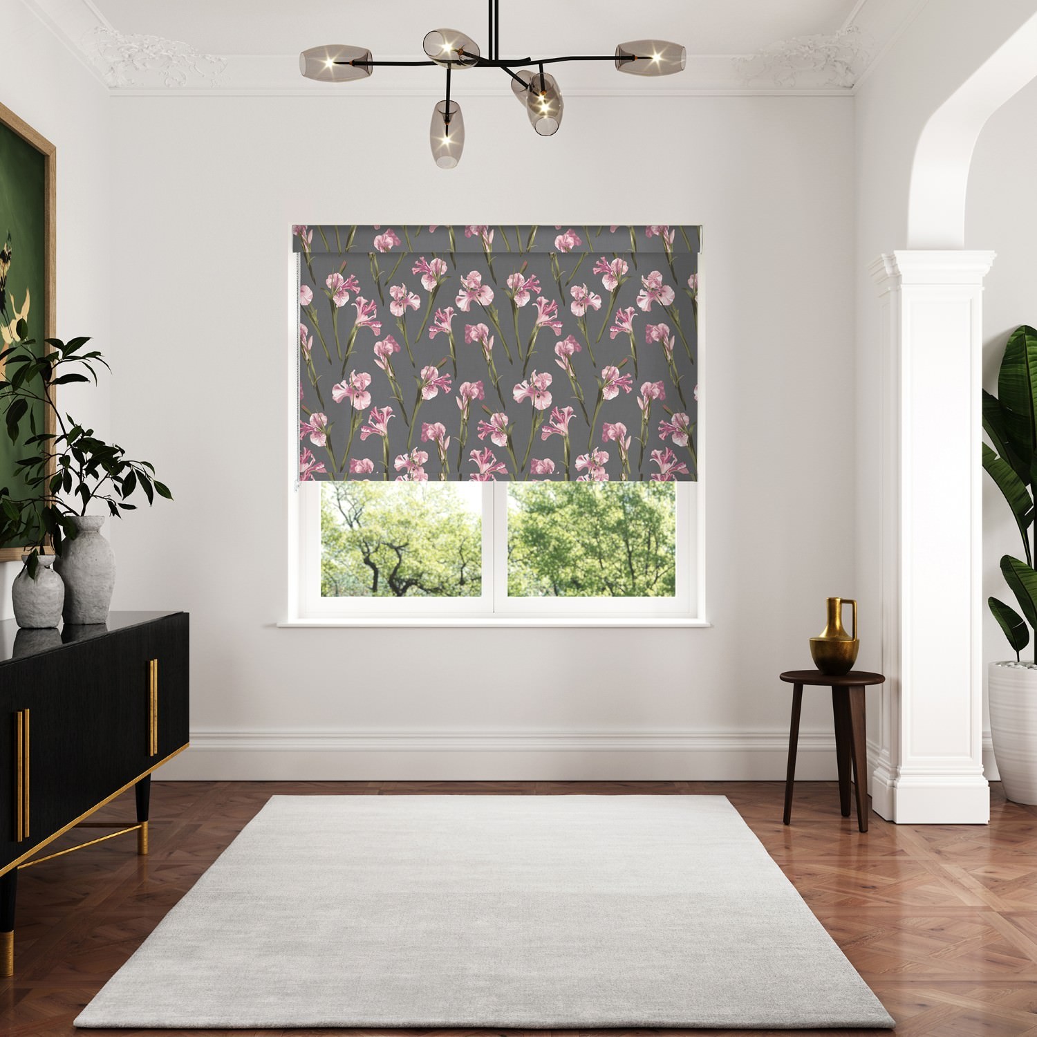 ted baker wild iris pink charcoal dimout roller blind