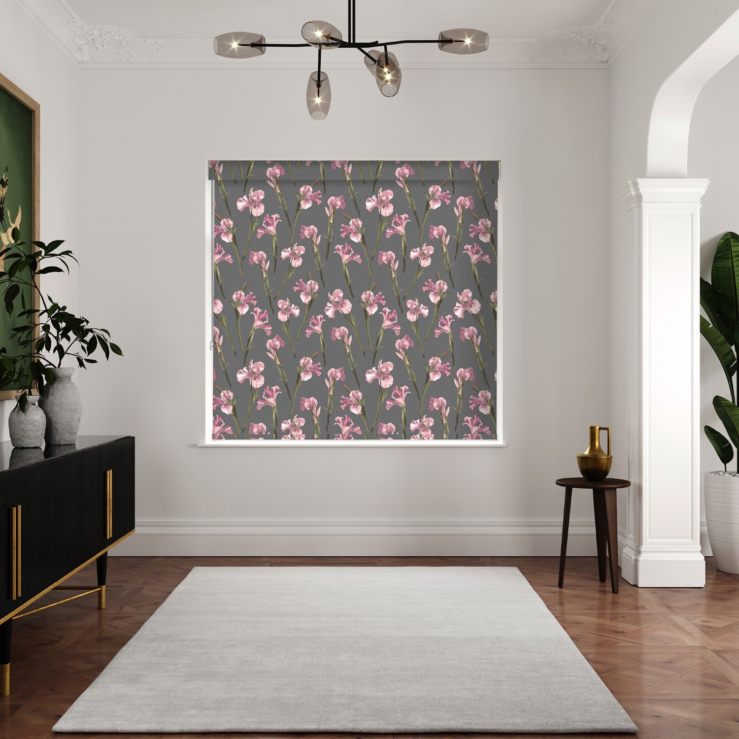 ted baker wild iris pink charcoal dimout roller blind