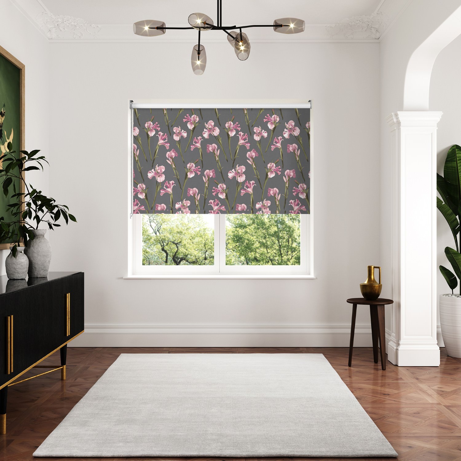 ted baker wild iris pink charcoal dimout roller blind