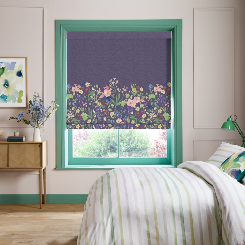 Bluebellgrey Berneray Midnight Blue Floral Roman Blind