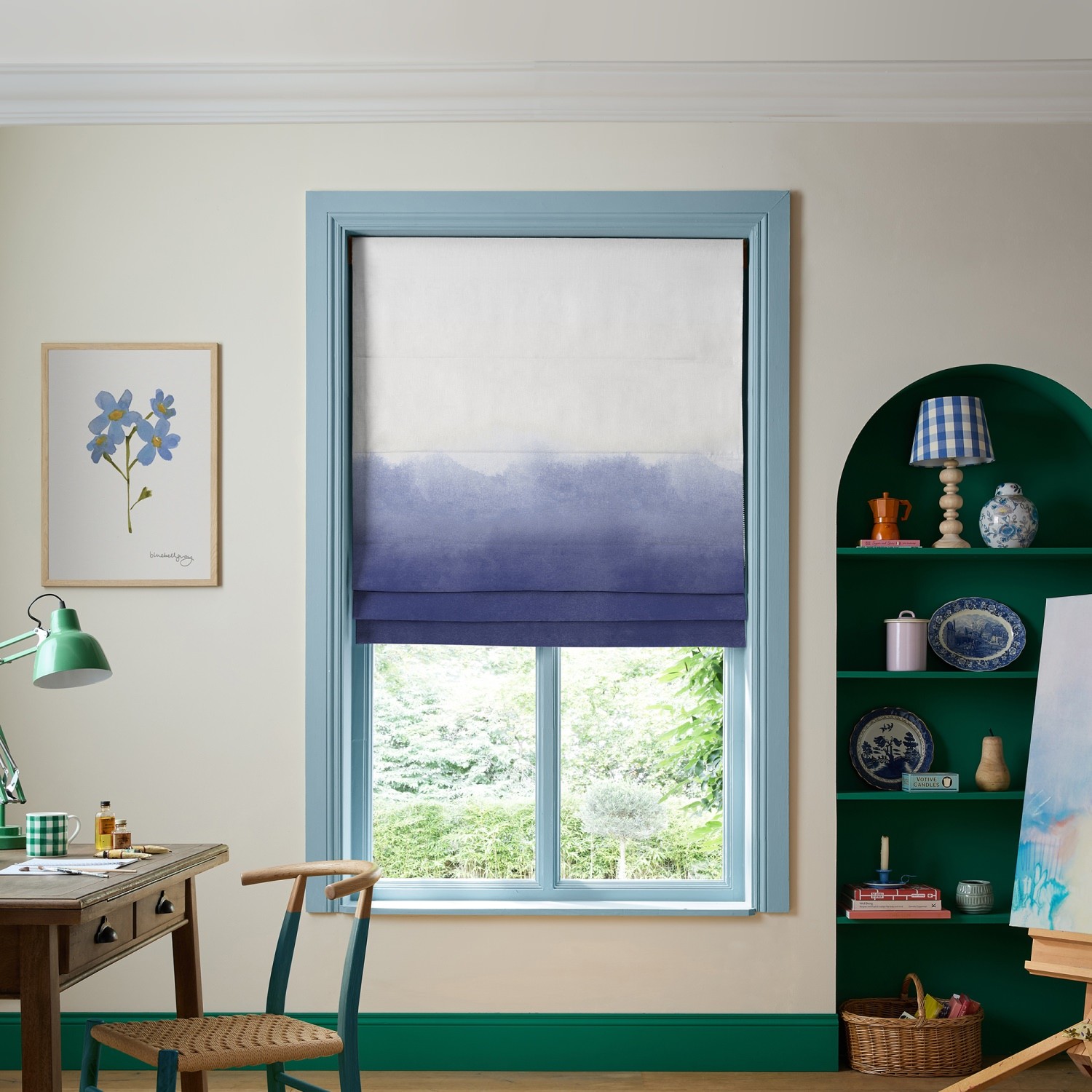 bluebellgrey ombre cornflower purple texture roman blind