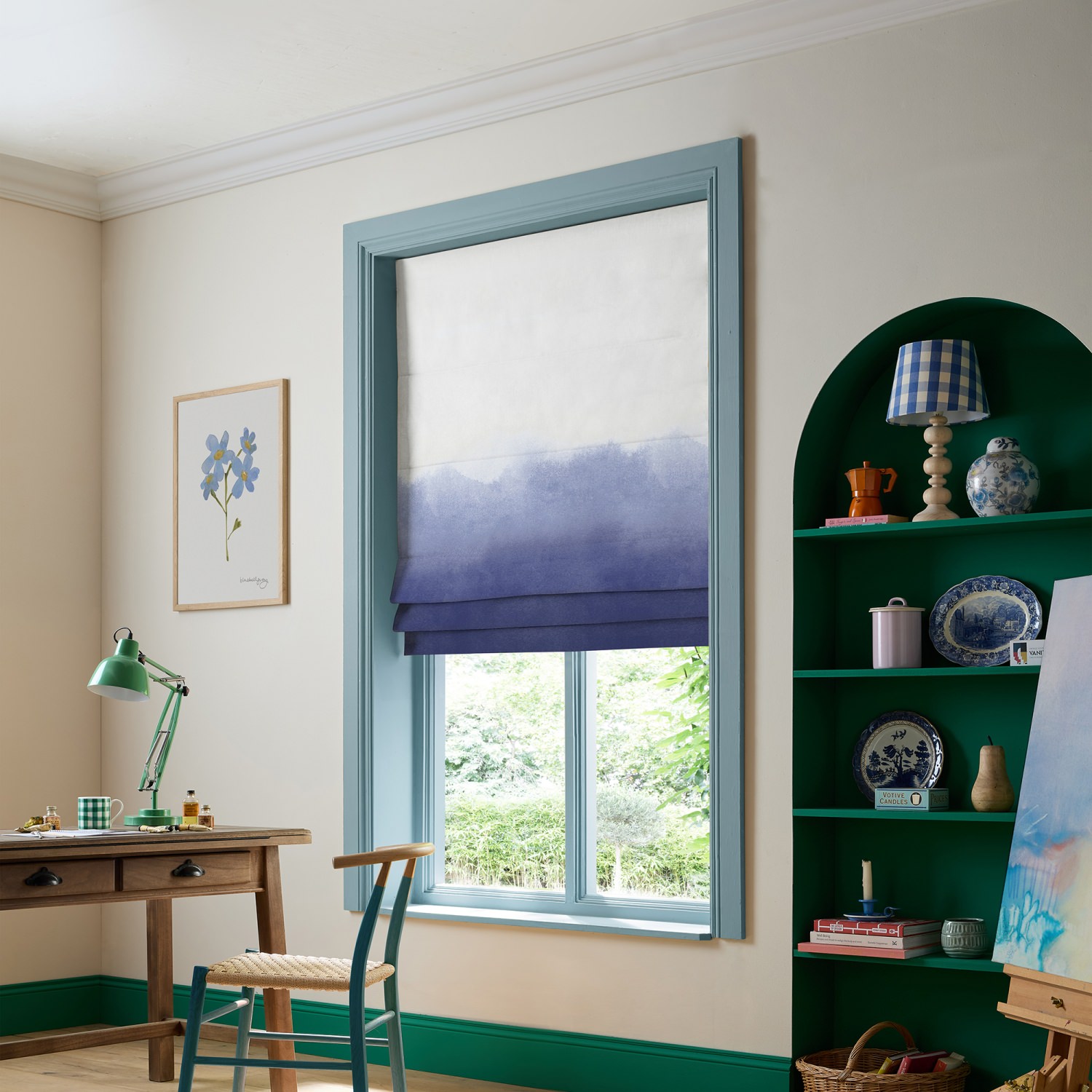bluebellgrey ombre cornflower purple texture roman blind