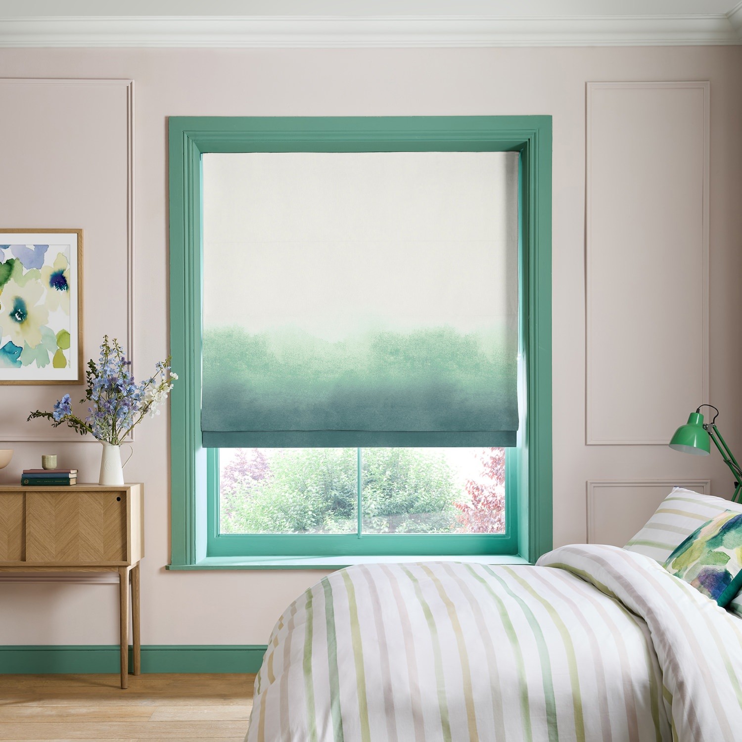 bluebellgrey ombre teal teal texture roman blind