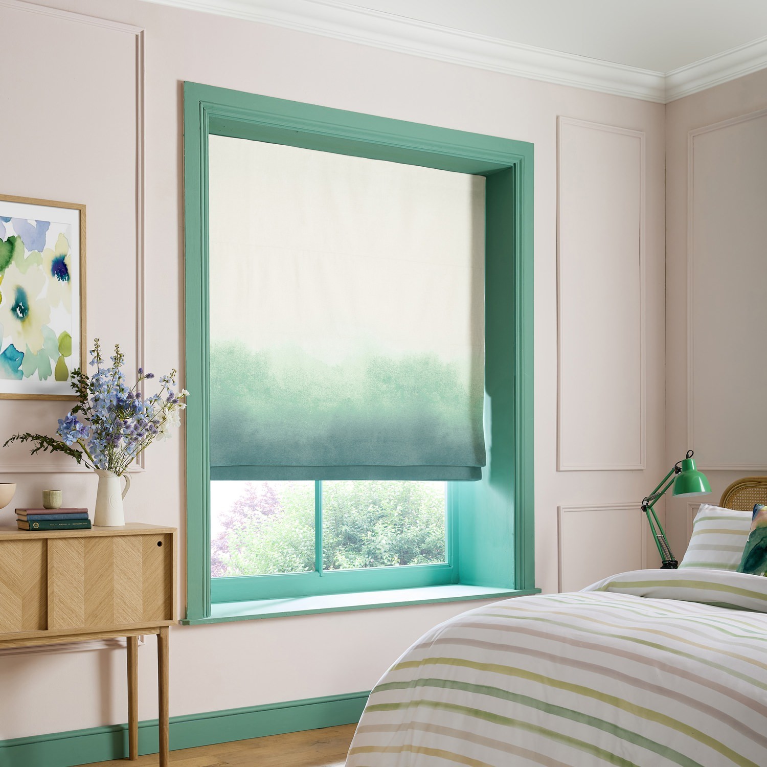bluebellgrey ombre teal teal texture roman blind