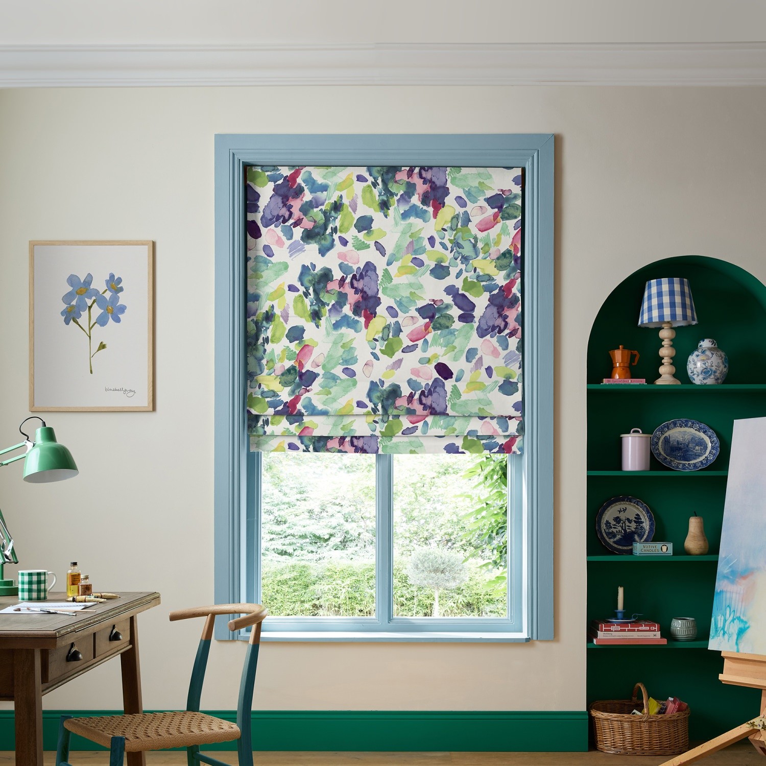 bluebellgrey palette spring purple geometric roman blind