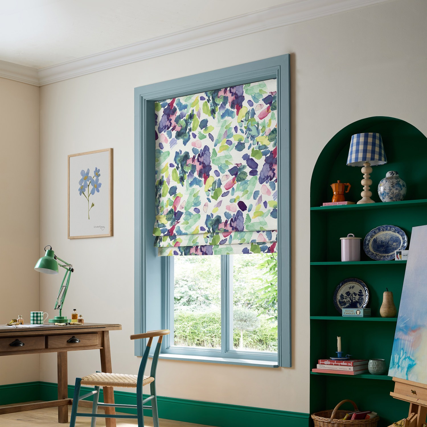 bluebellgrey palette spring purple geometric roman blind