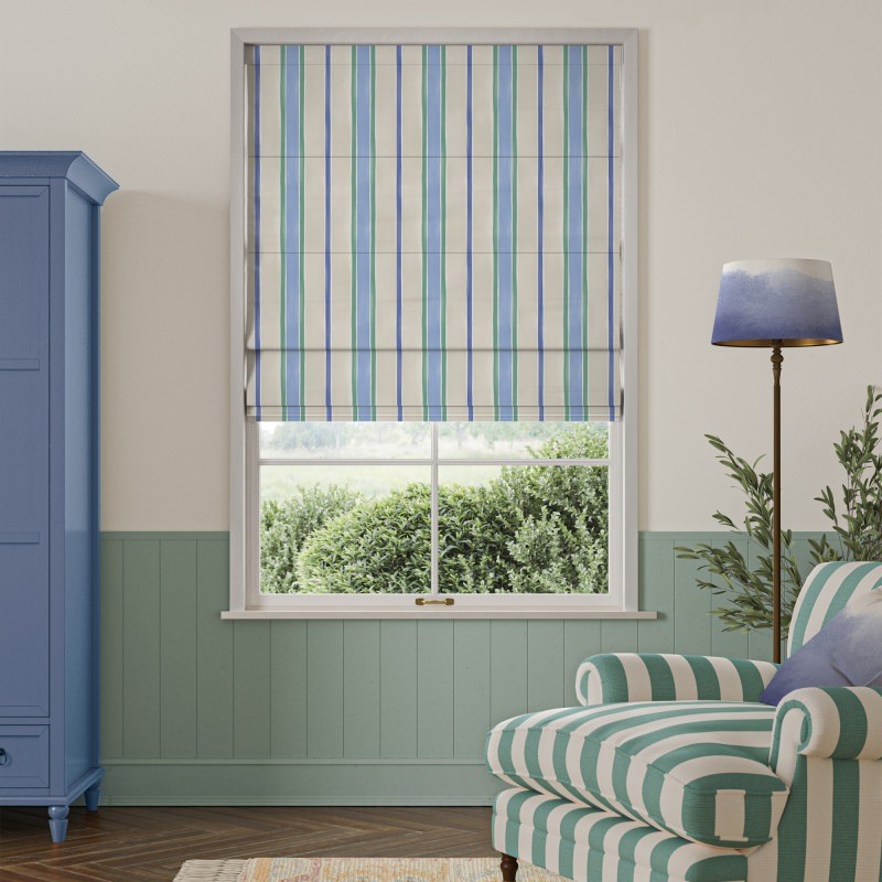 Bluebellgrey Seaside Stripe Atlantic Blue Stripes Roman Blind