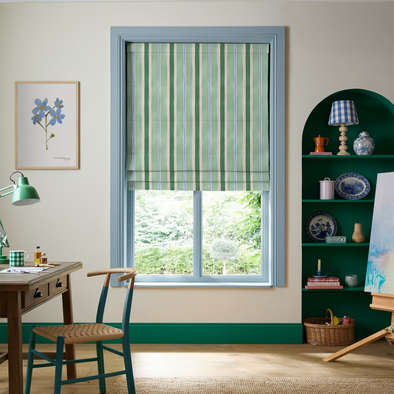 Bluebellgrey Seaside Stripe Seaglass Green Stripes Roman Blind