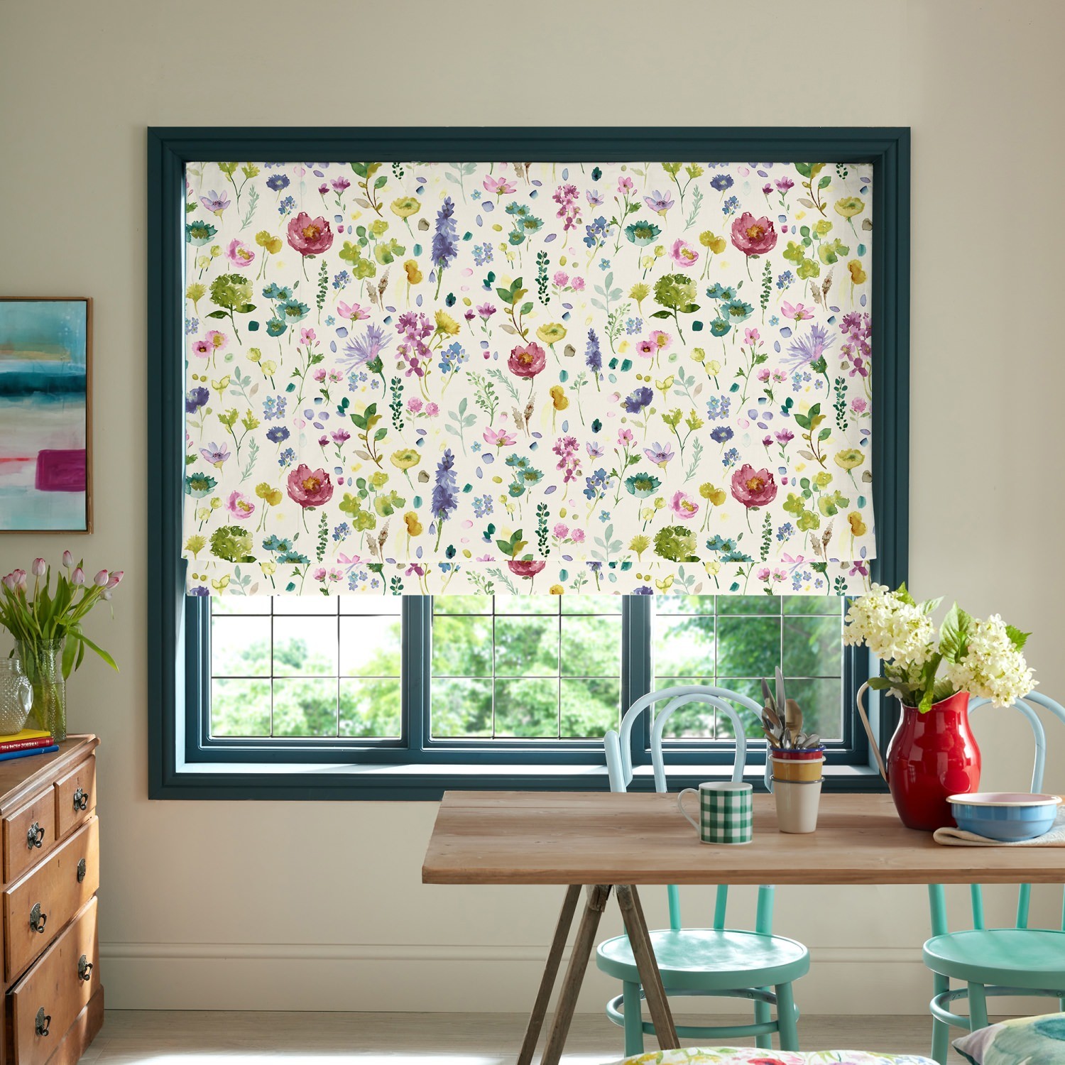 bluebellgrey tetbury spring purple floral roman blind