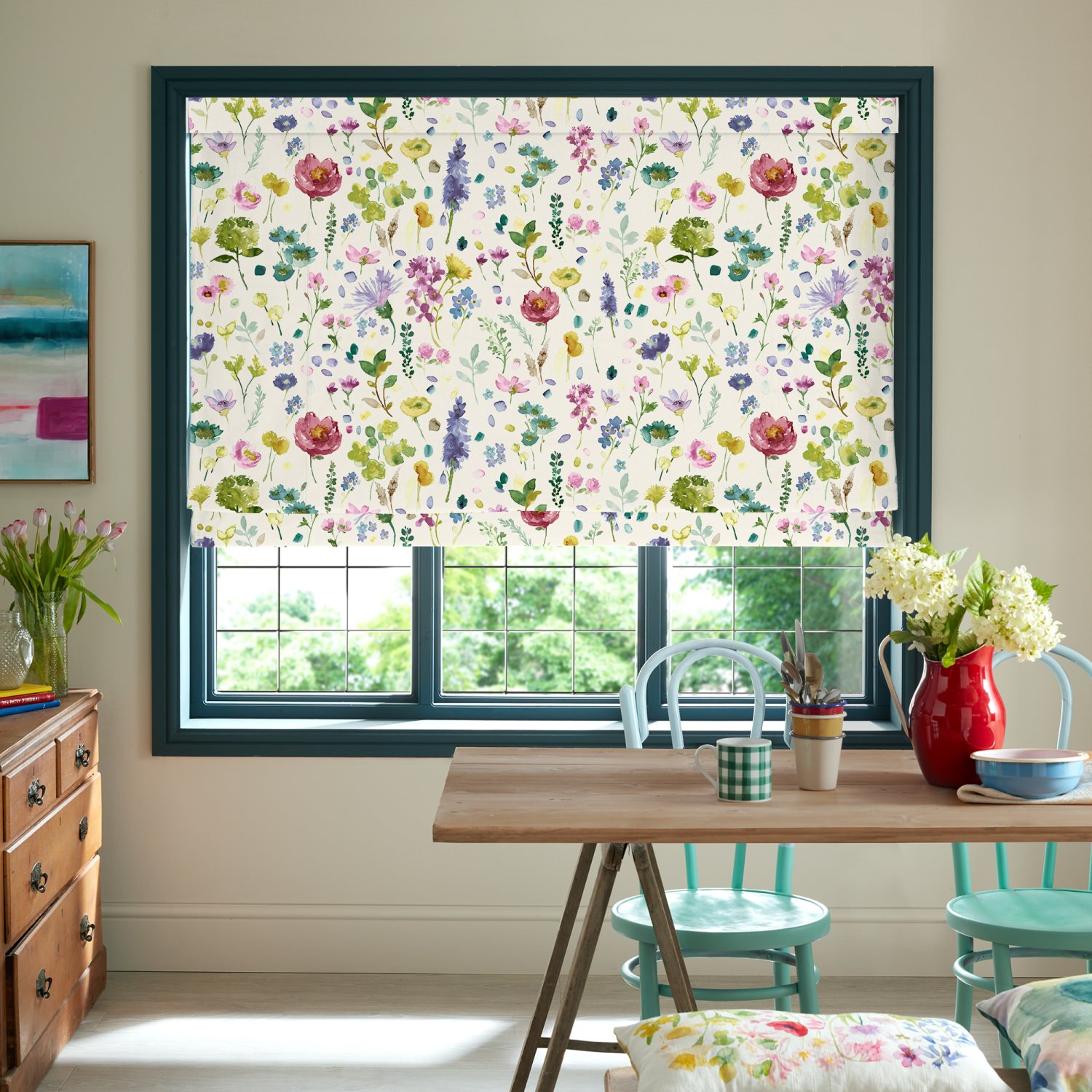 bluebellgrey tetbury spring purple floral roman blind