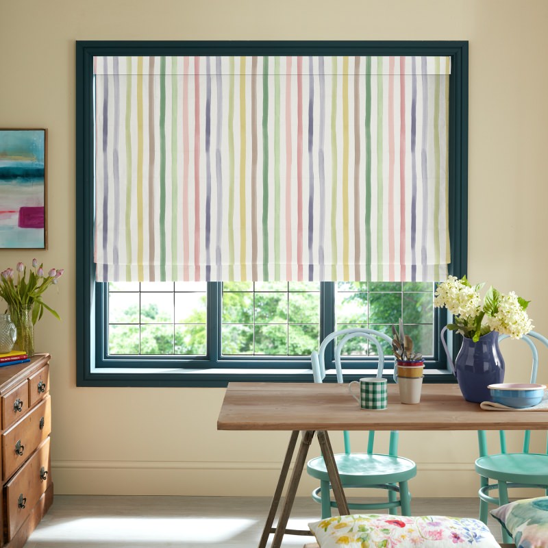 Bluebellgrey Watercolour Stripe Tetbury Yellow Stripes Roman Blind