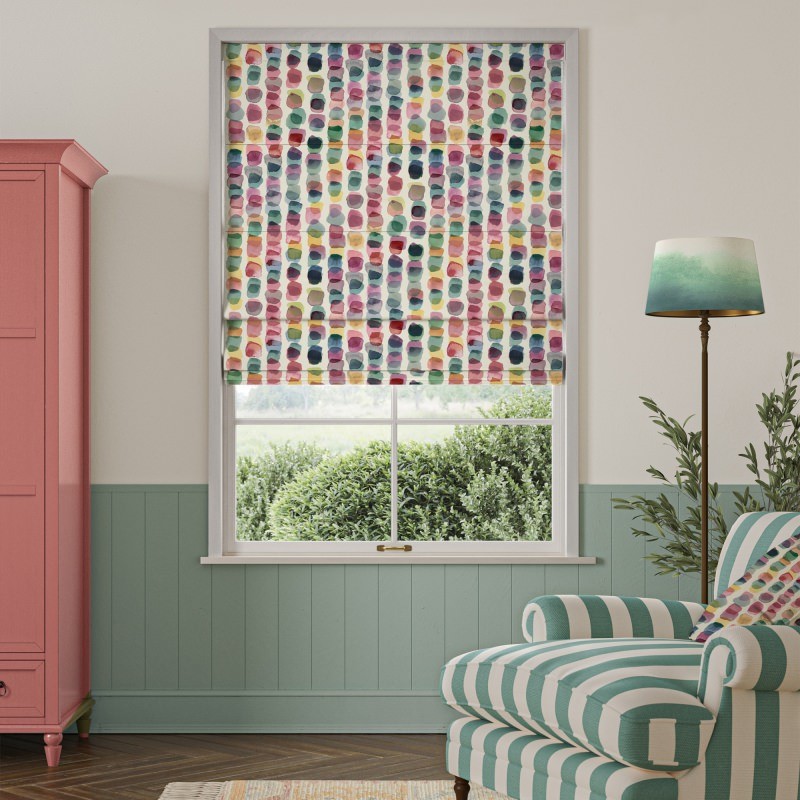 Bluebellgrey Tobermory Green Geometric Roman Blind