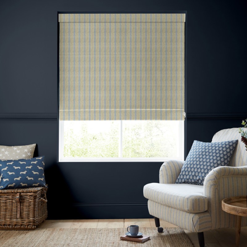 Emily Bond George Stripe Indigo Roman Blind