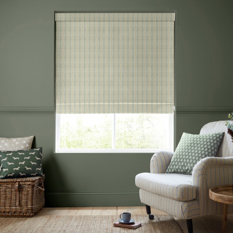 Emily Bond George Stripe Sage Roman Blind