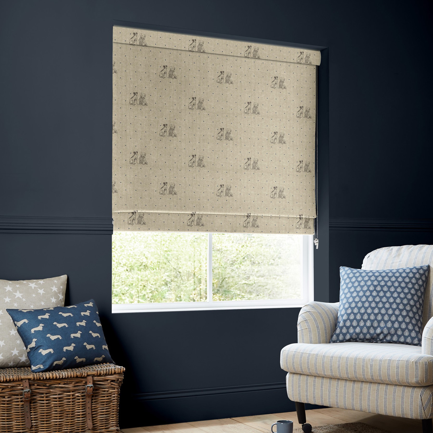 Emily Bond Millie Indigo Roman Blind