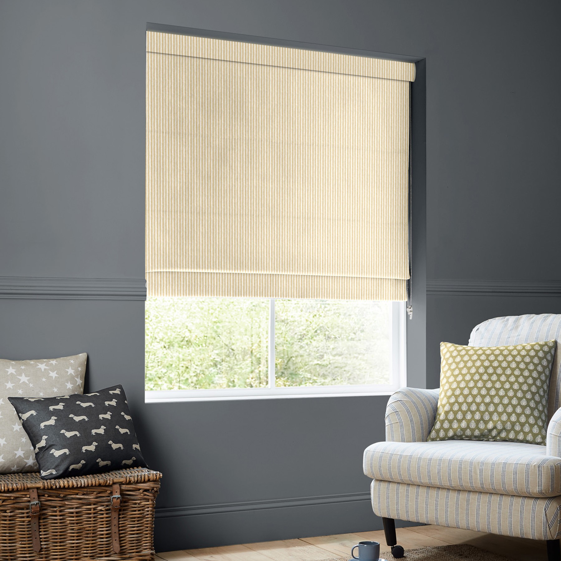 Emily Bond Oscar Stripe Gold Roman Blind