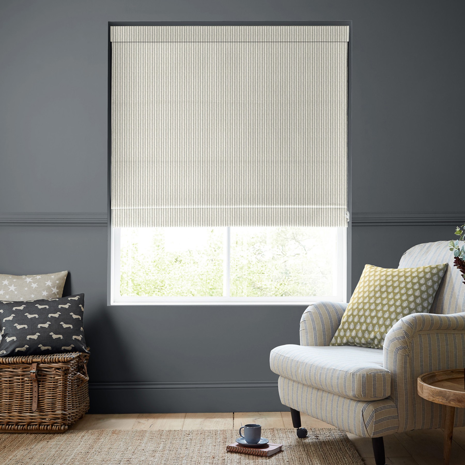 Emily Bond Oscar Stripe Pebble Roman Blind