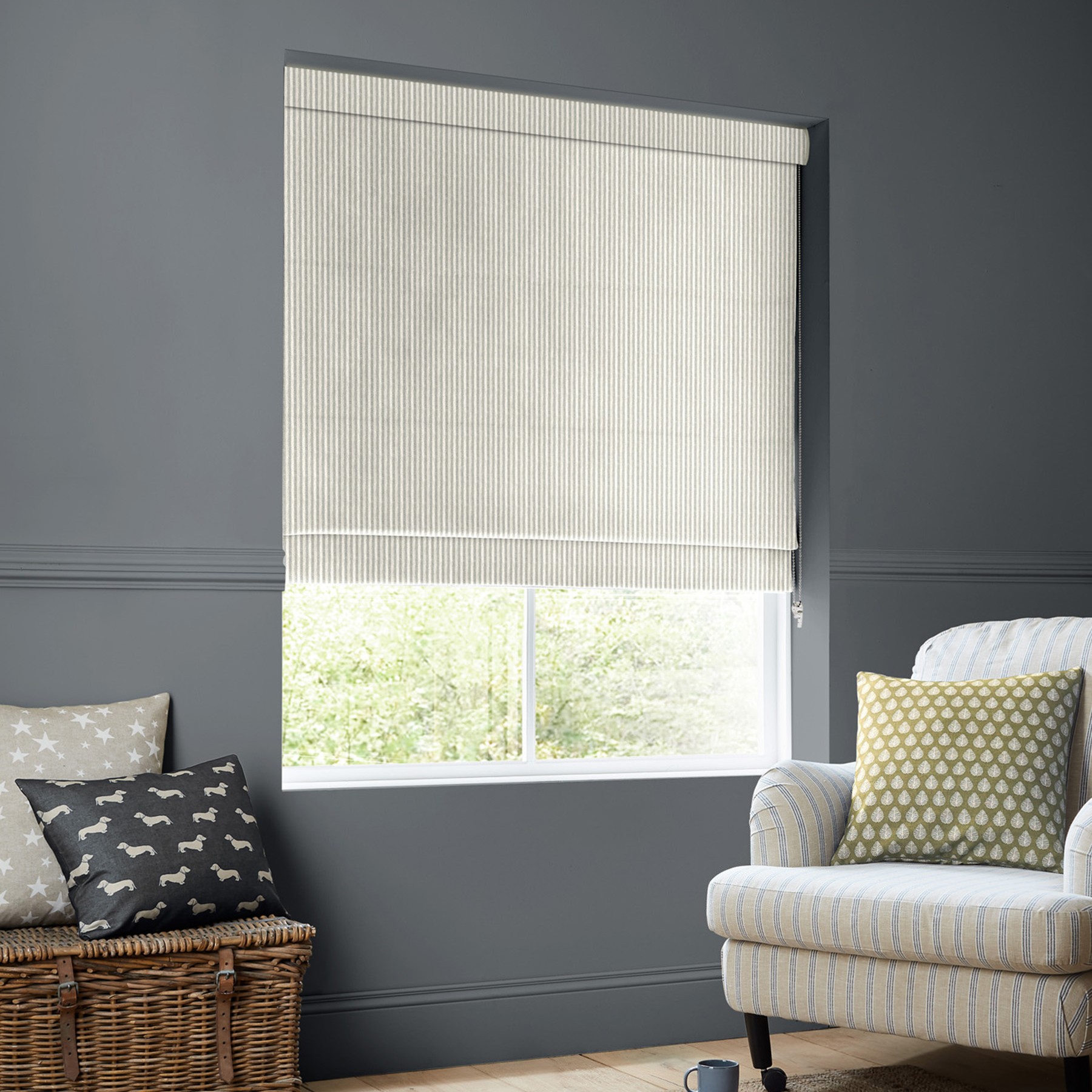 Emily Bond Oscar Stripe Pebble Roman Blind