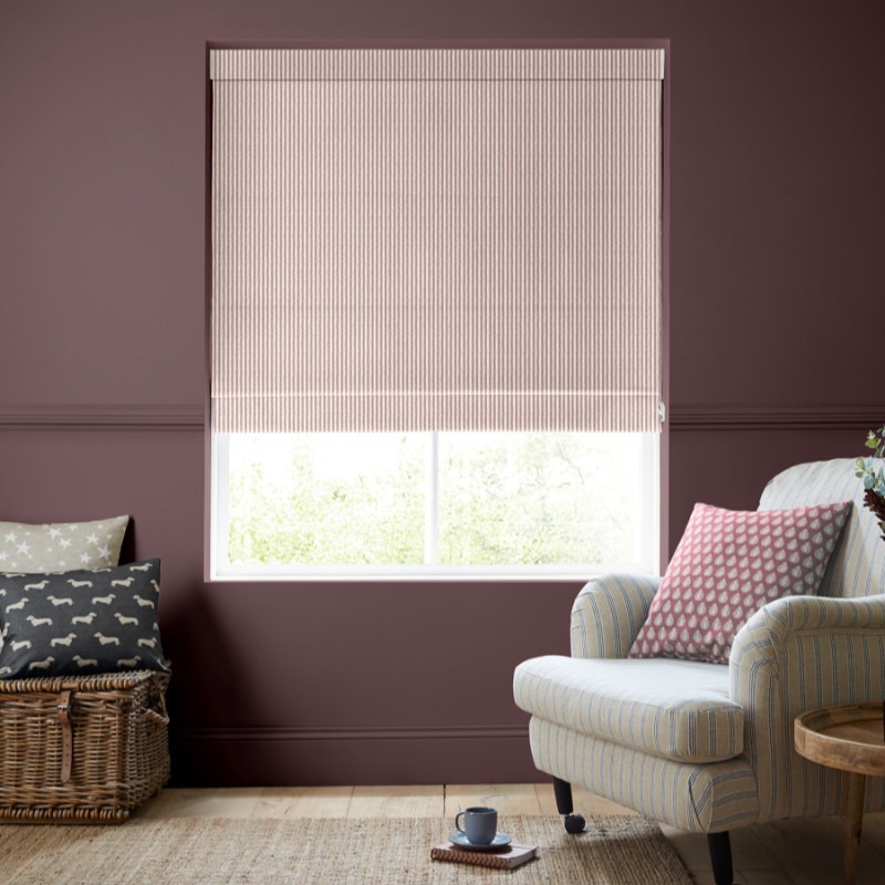 Emily Bond Oscar Stripe Raspberry Roman Blind