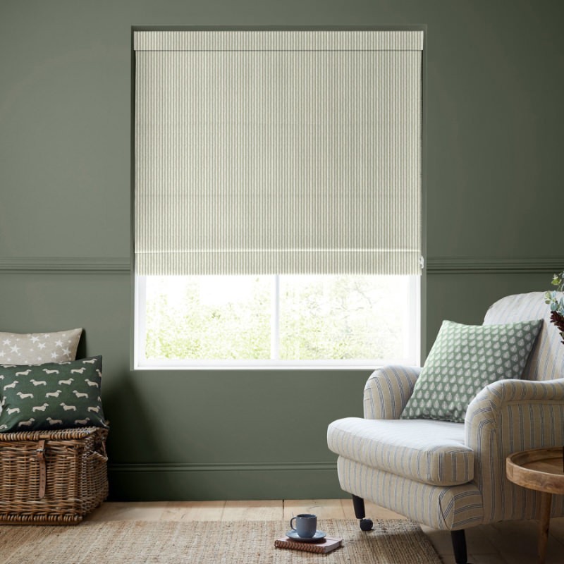 Emily Bond Oscar Stripe Sage Roman Blind