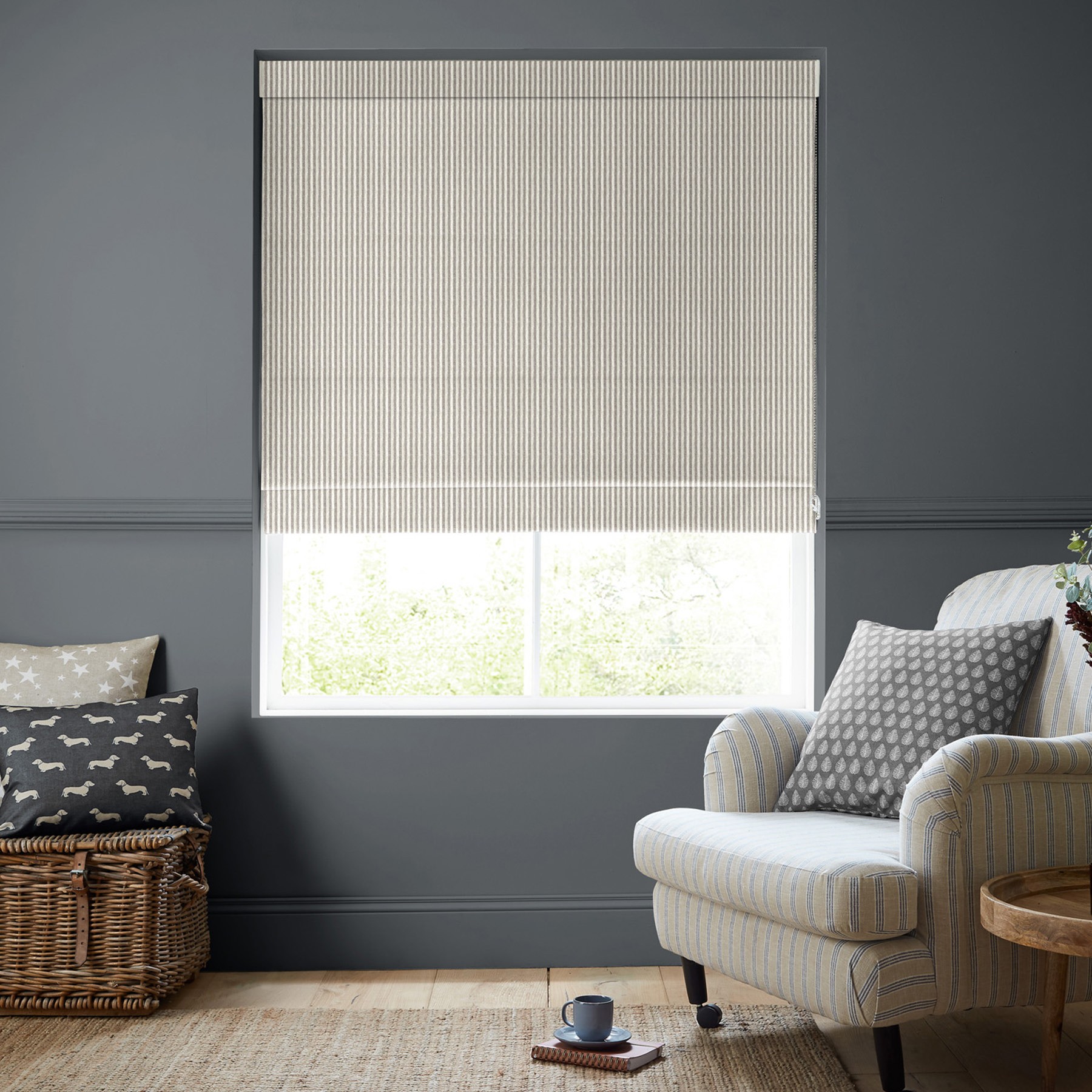 Emily Bond Oscar Stripe Smoke Roman Blind