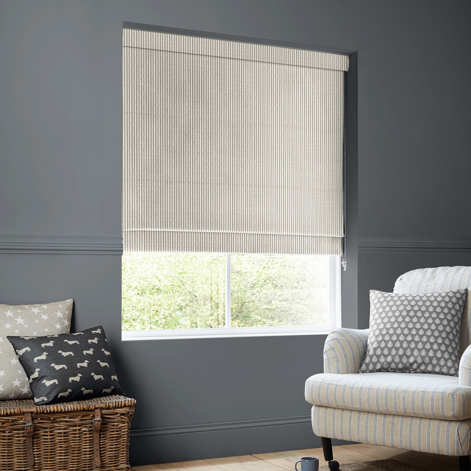 Emily Bond Oscar Stripe Smoke Roman Blind