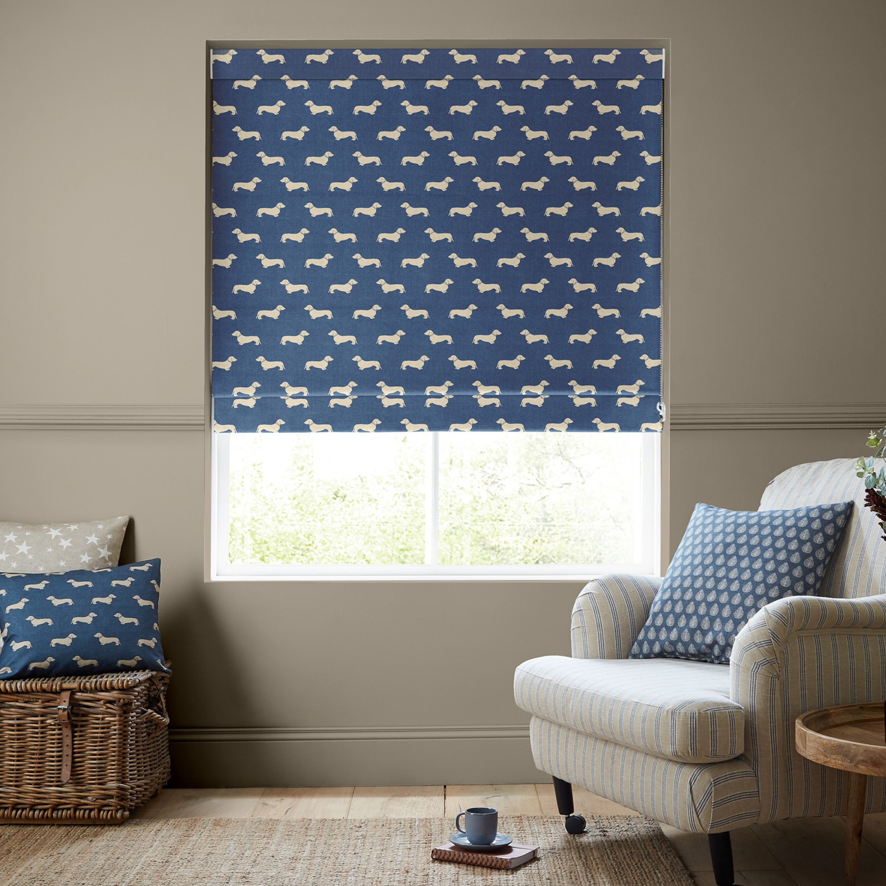 Emily Bond Peggy Indigo Roman Blind
