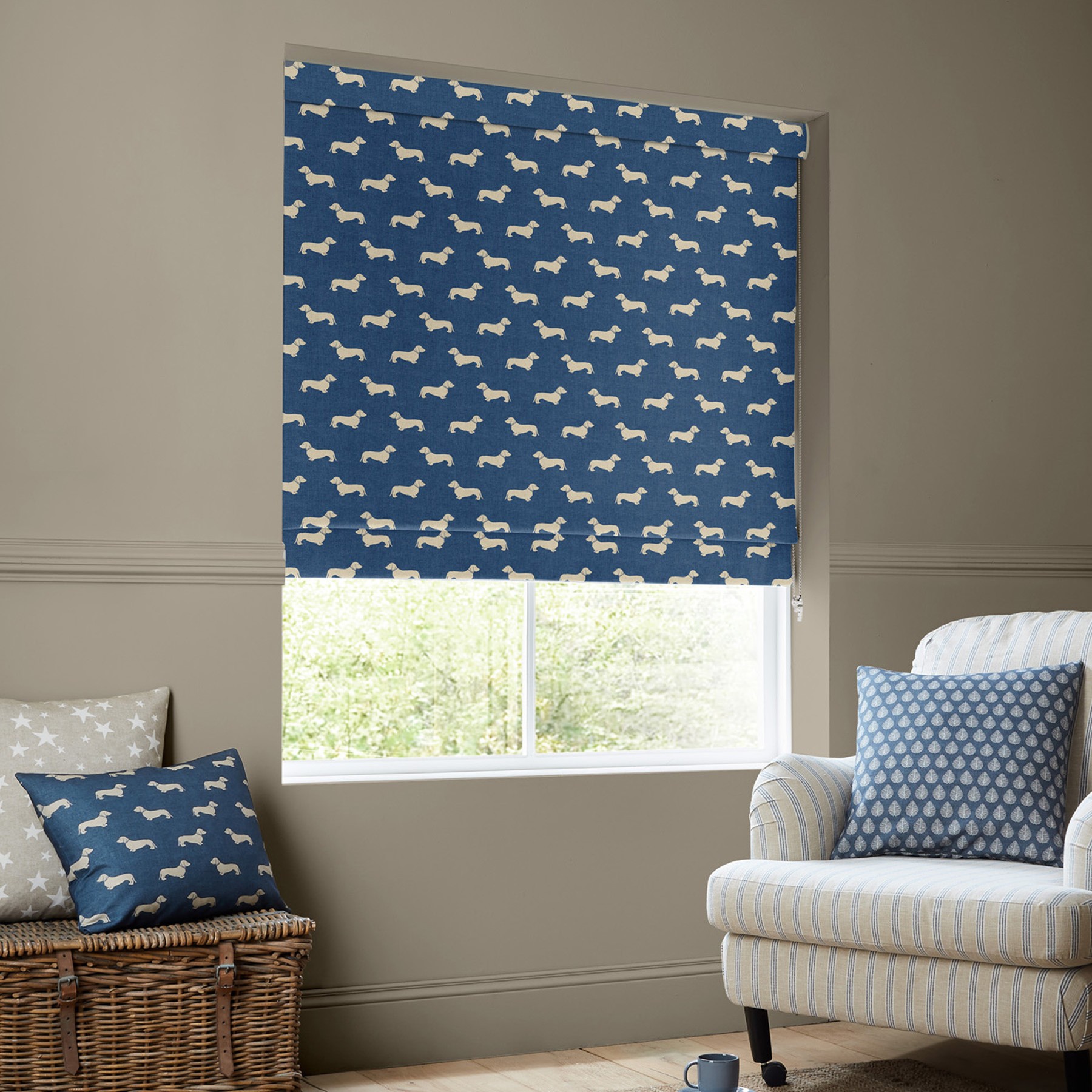 Emily Bond Peggy Indigo Roman Blind