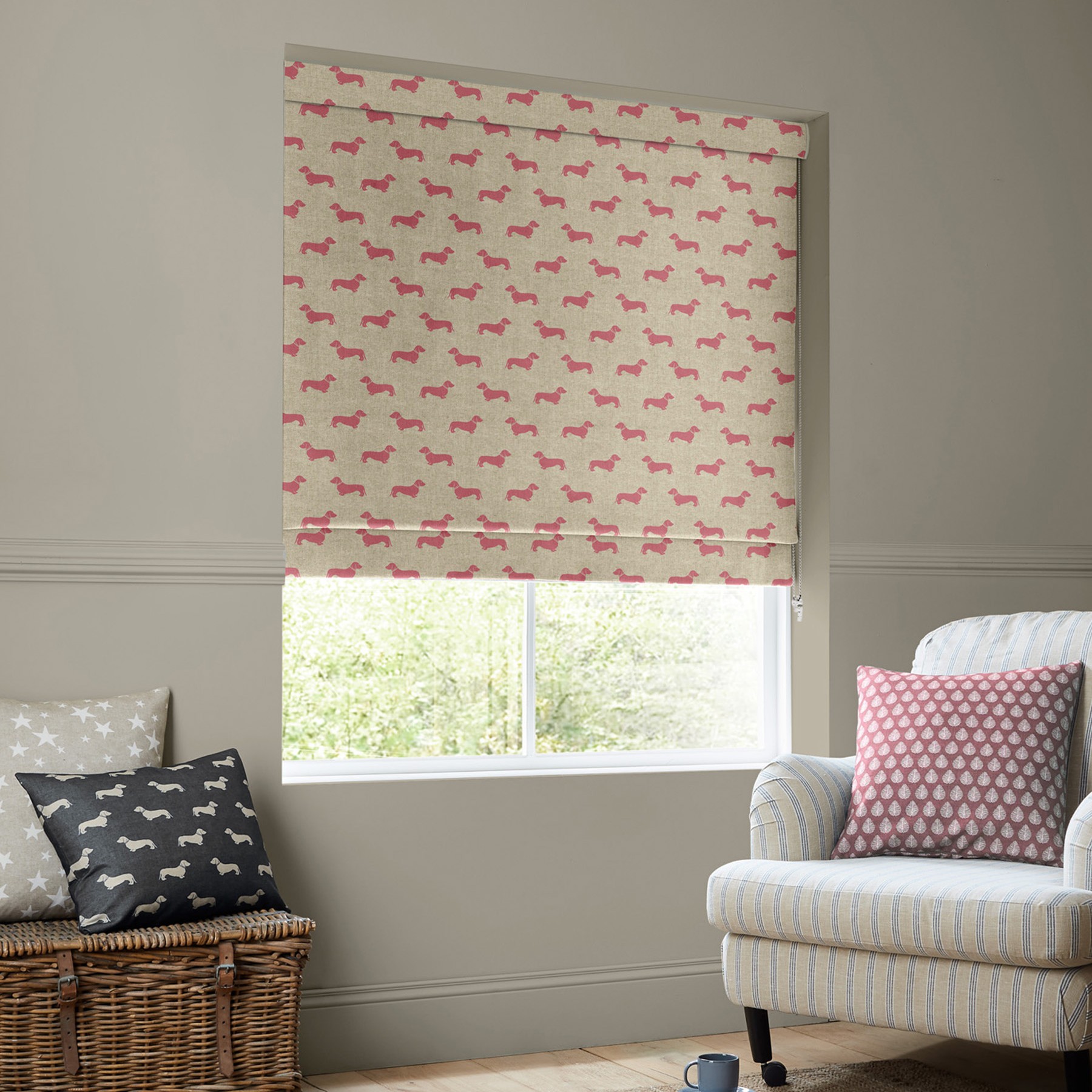 Emily Bond Peggy Raspberry Roman Blind