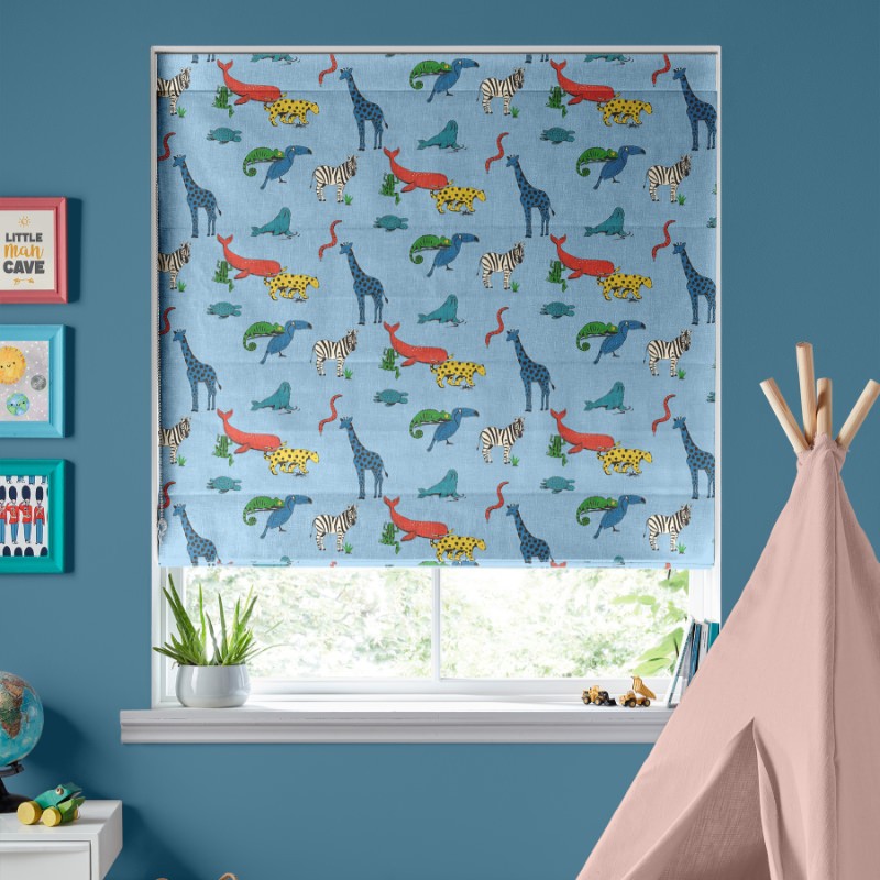 Cath Kidston Animals Mid Blue Roman Blind