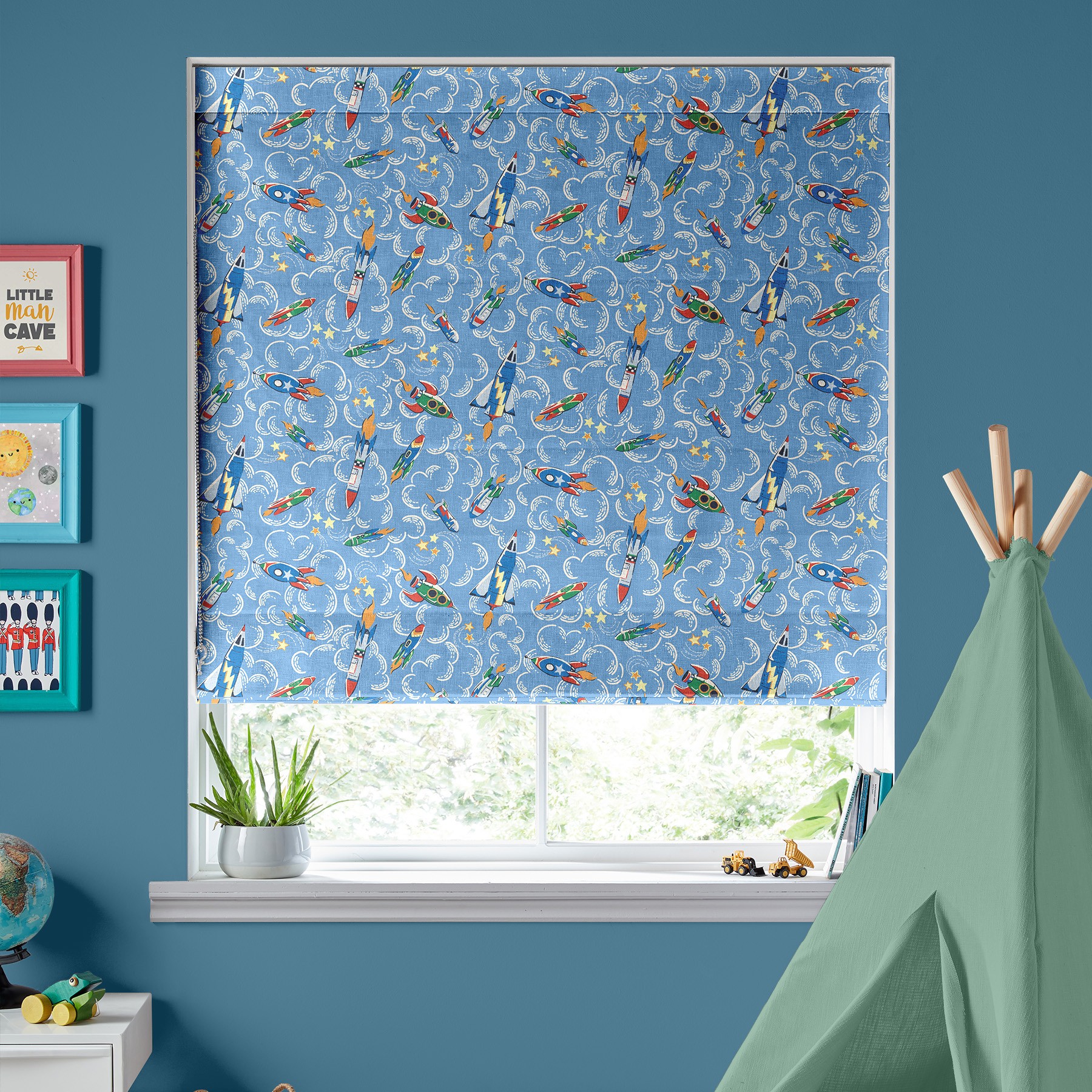 Cath Kidston Rocket Mid Blue Roman Blind
