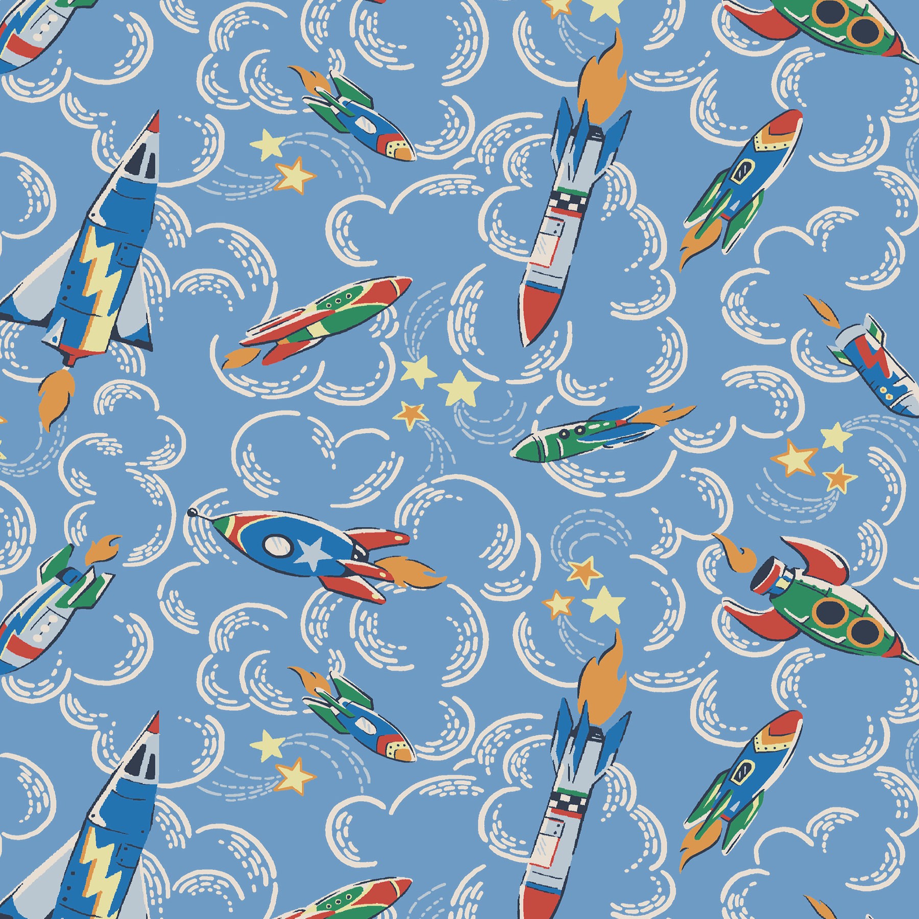 Cath Kidston Rocket Mid Blue Roman Blind