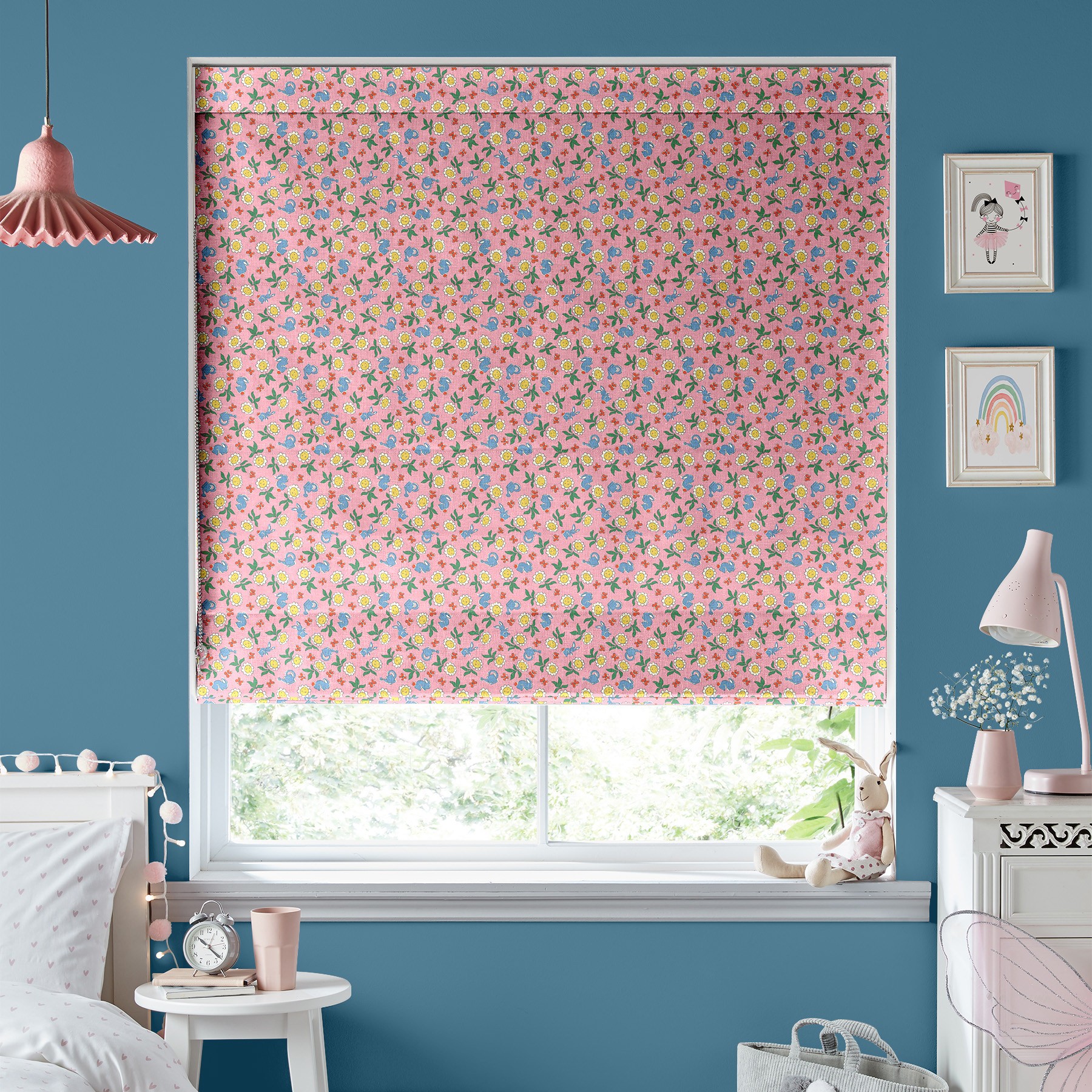 Cath Kidston Petal Flower Ditsy Pink Roman Blind