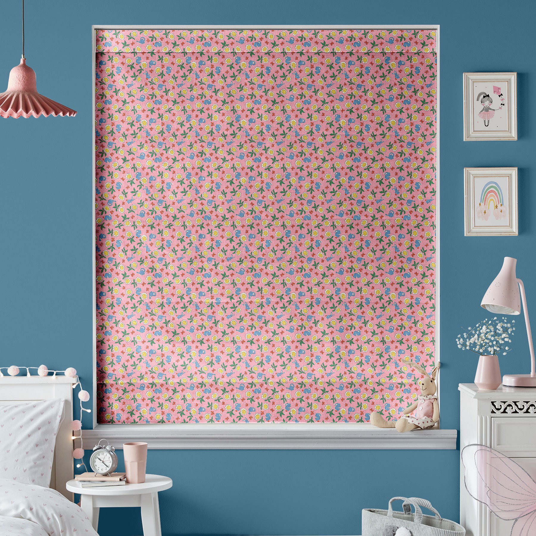 Cath Kidston Petal Flower Ditsy Pink Roman Blind