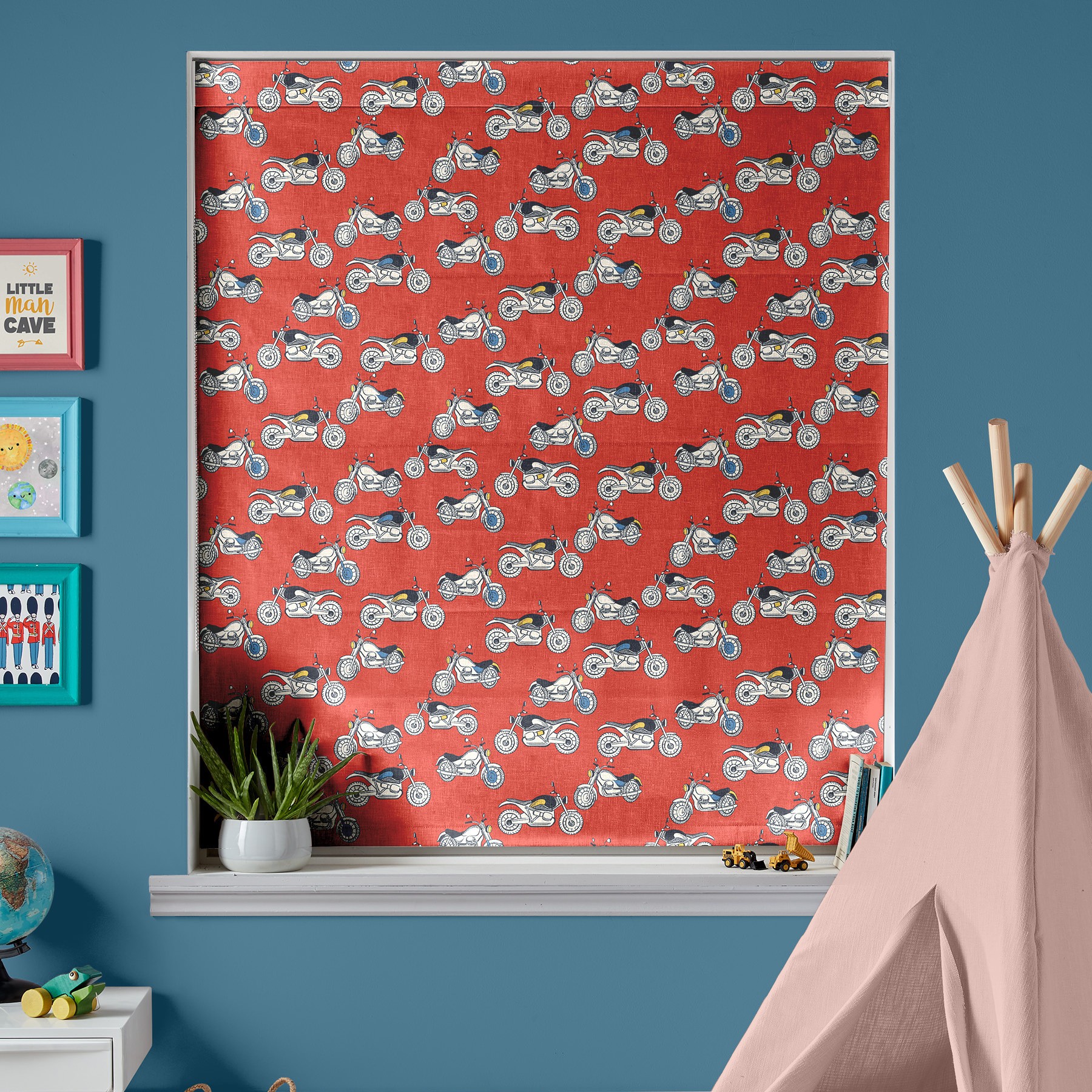 Cath Kidston Kids Motorbikes Red Roman Blind