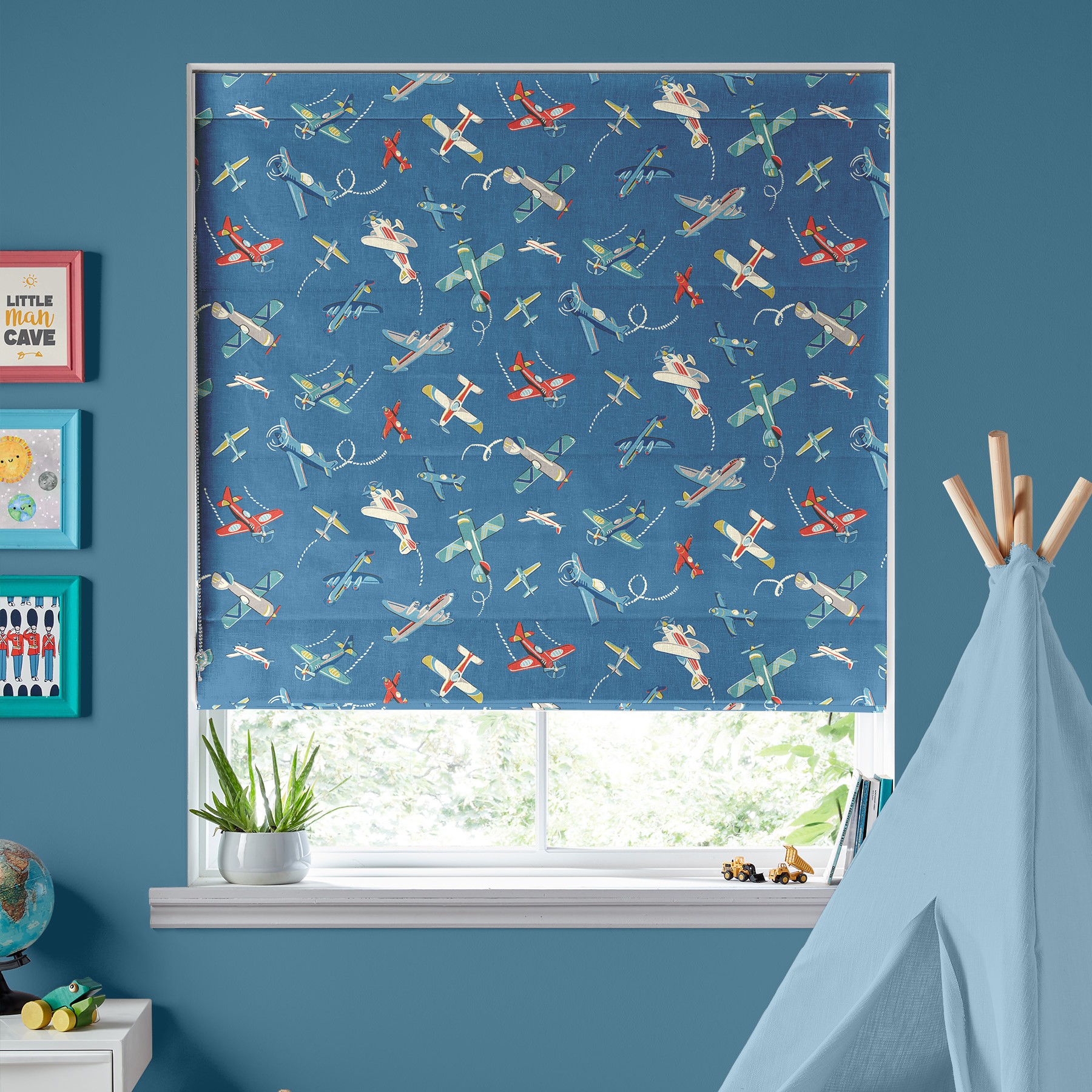 Cath Kidston Planes Mid Blue Roman Blind