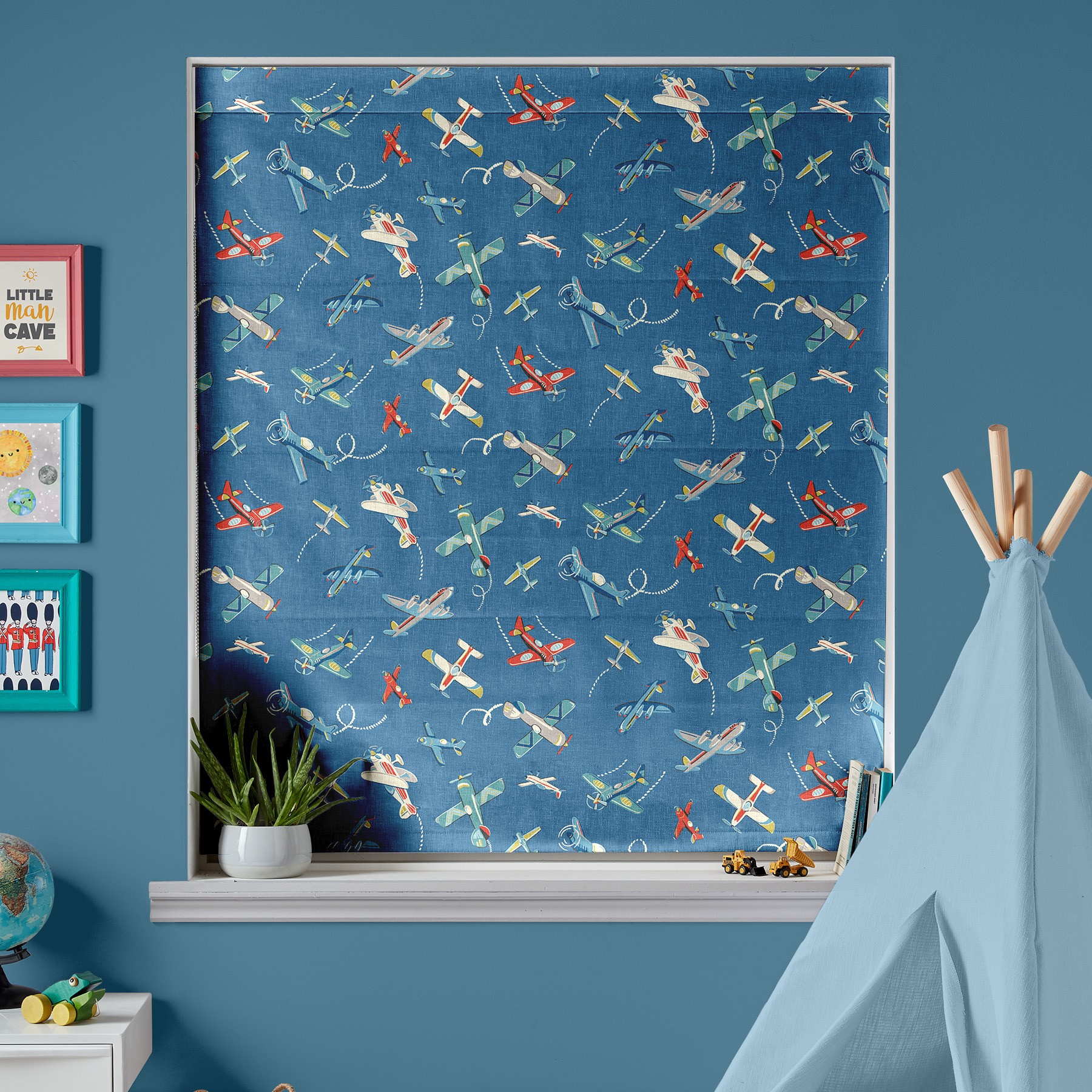 Cath Kidston Planes Mid Blue Roman Blind
