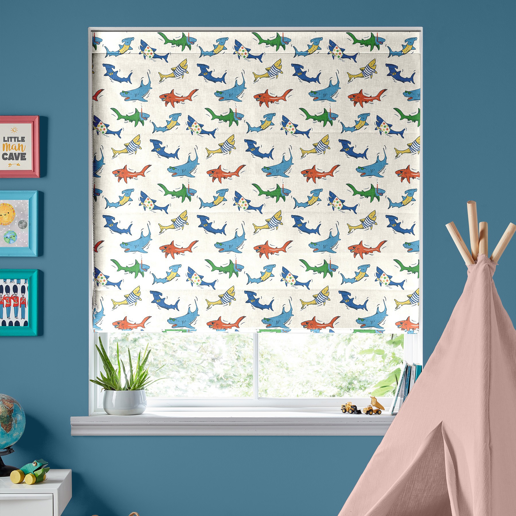 Cath Kidston Summer Sharks Cream Roman Blind