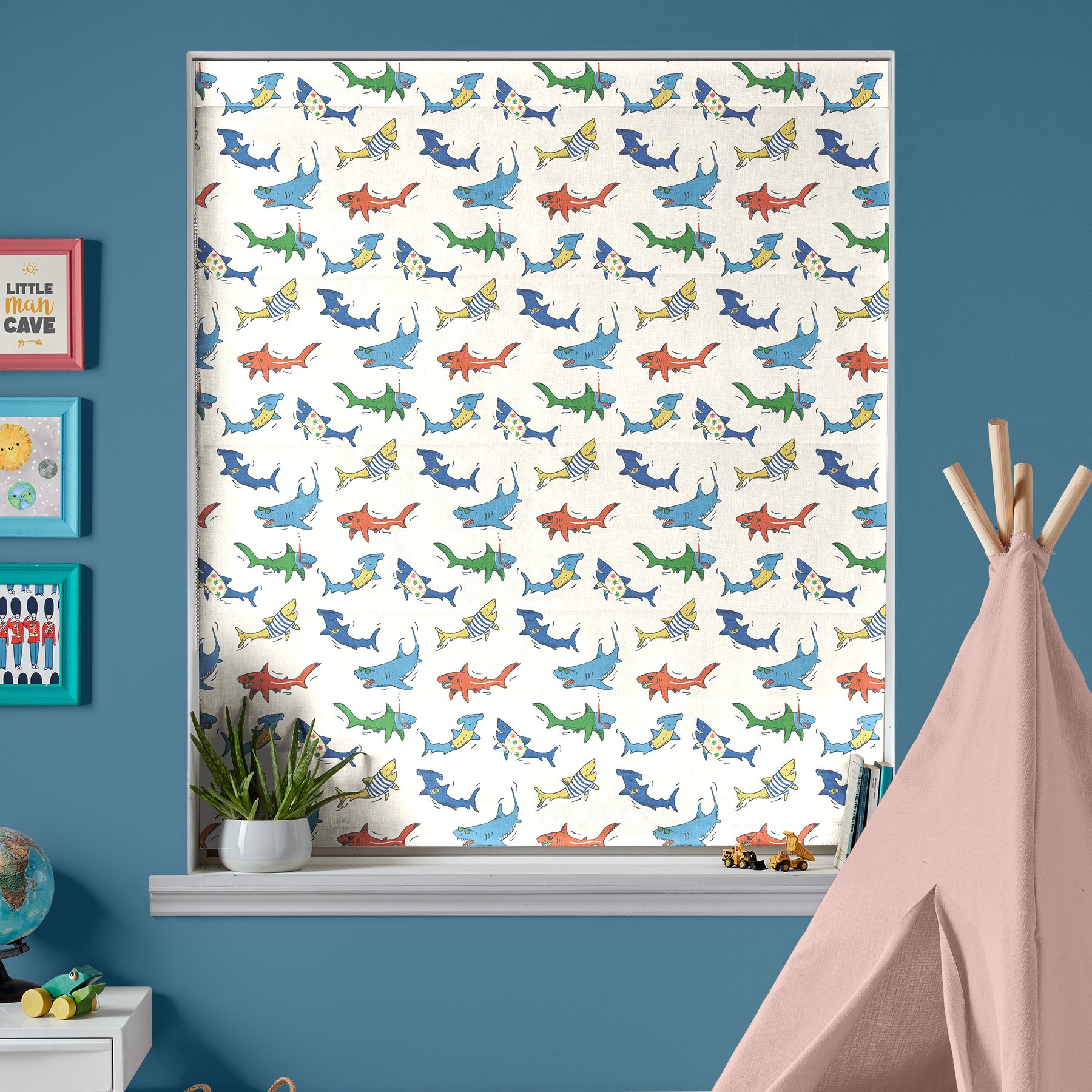 Cath Kidston Summer Sharks Cream Roman Blind