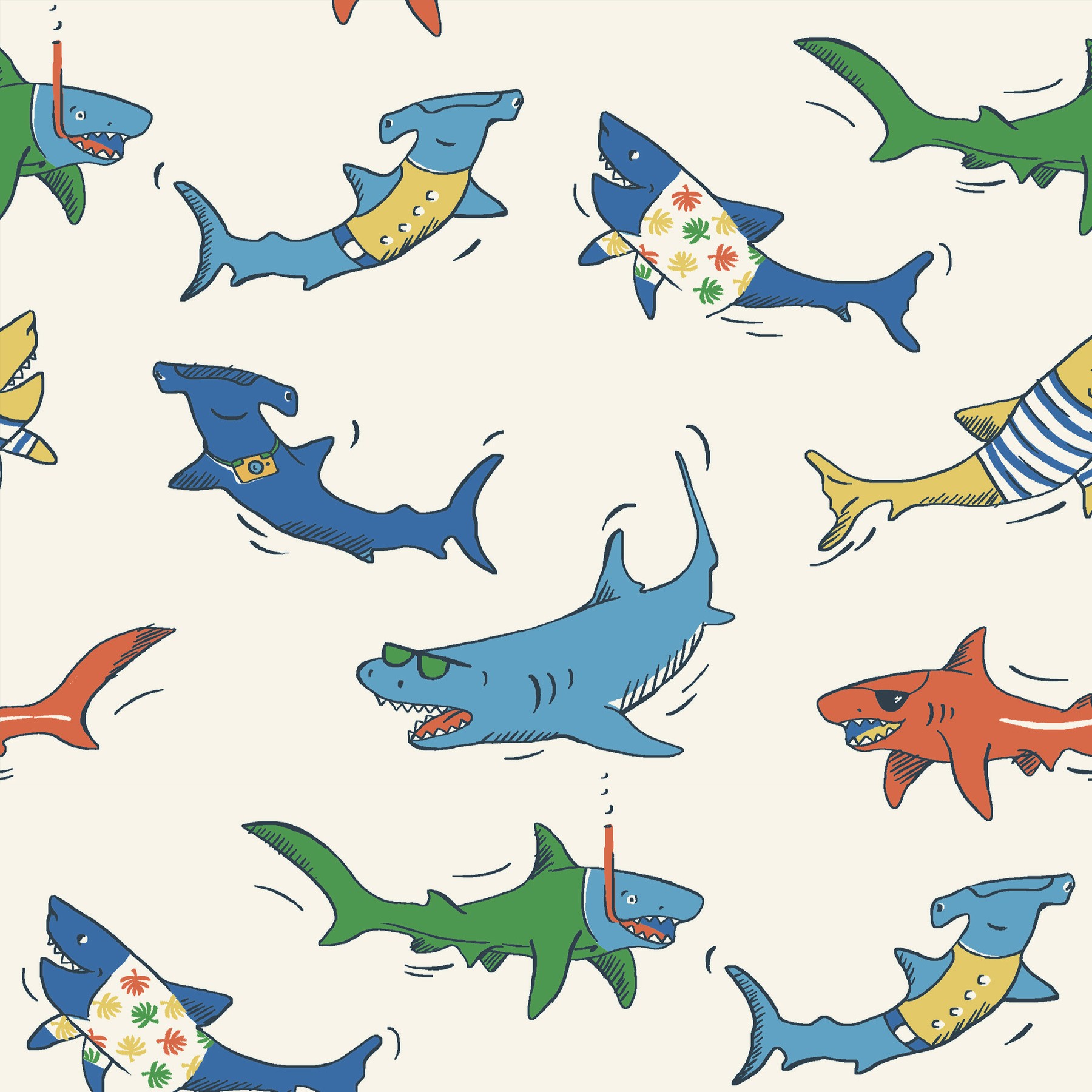 Cath Kidston Summer Sharks Cream Roman Blind