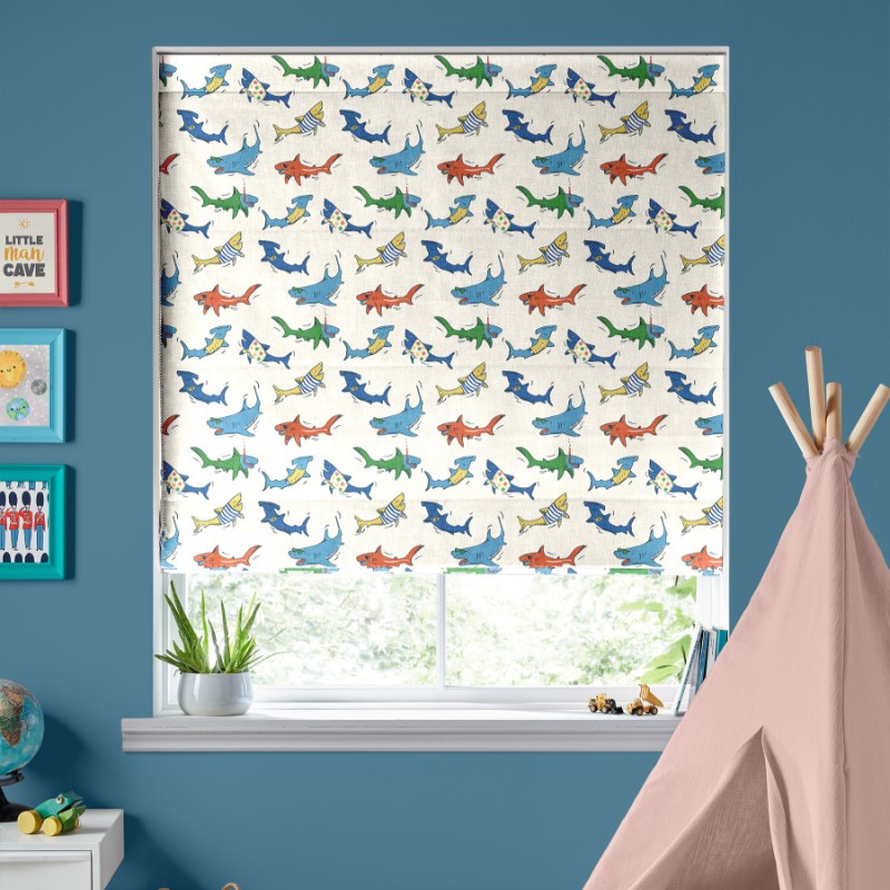 Cath Kidston Summer Sharks Cream Roman Blind