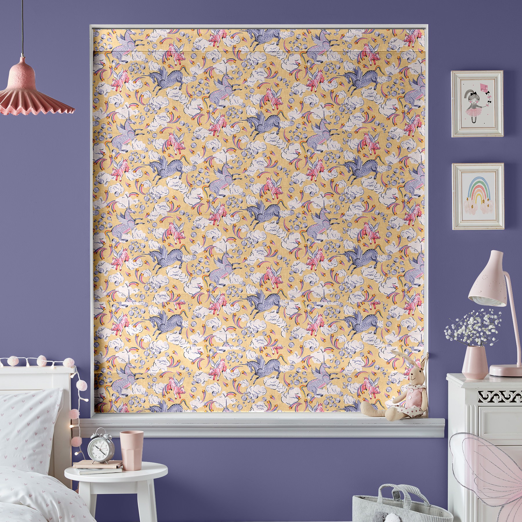 Cath Kidston Unicorn Yellow Roman Blind