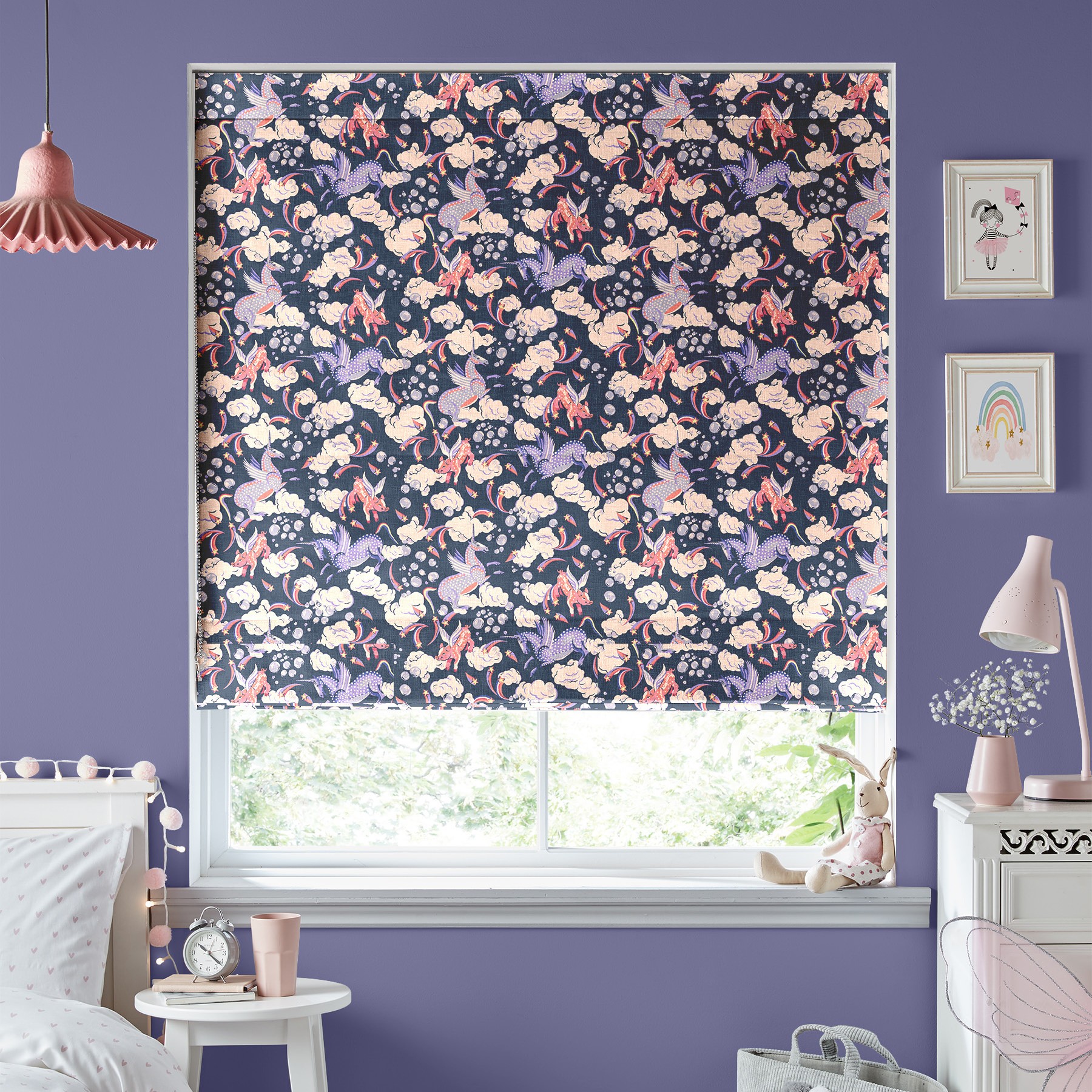 Cath Kidston Unicorn Navy Roman Blind